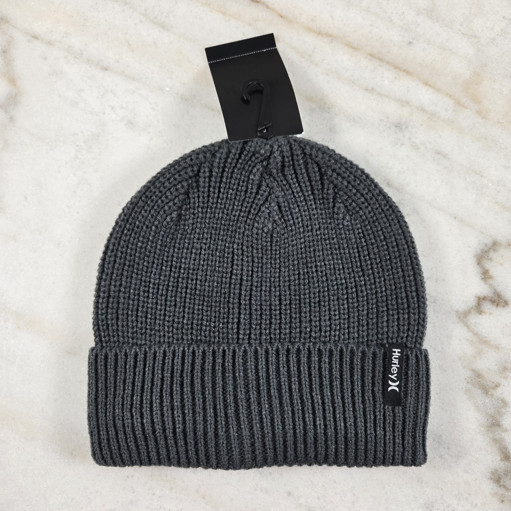 NWT Hurley Gray/Slate Loose Knit Folded‎ Max Cuff 2.0 Beanie Mens Streetwear